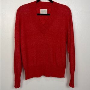 Part Two alpaca blend red v-neck pullover sweater size M